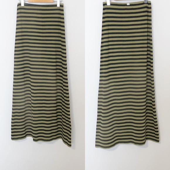 Billabong Grn/Blk Striped Maxi Skirts - Small